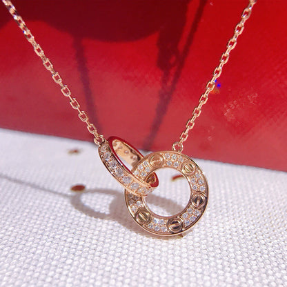 [Luna Brilliance] LOVE  FULL DIAMOND PENDANT NECKLACE