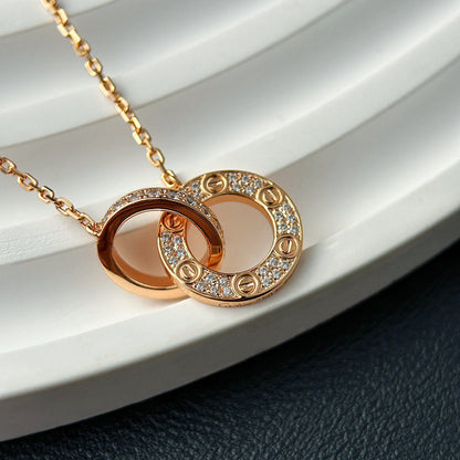 [Luna Brilliance] LOVE  FULL DIAMOND PENDANT NECKLACE