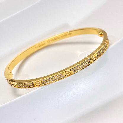 [Luna Brilliance]Clover & Love Diamond-Paved Radiant Line 2-Piece Bracelet Stack Set
