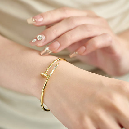 [Luna Brilliance] JUSTE Diamond & LOVE Diamond-Paved Bracelet Stack Set