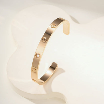 [Luna Brilliance] LOVE BRACELET 6.1MM 1 DIAMOND OPEN CUFF