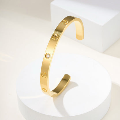[Luna Brilliance] LOVE BRACELET 6.1MM 1 DIAMOND OPEN CUFF