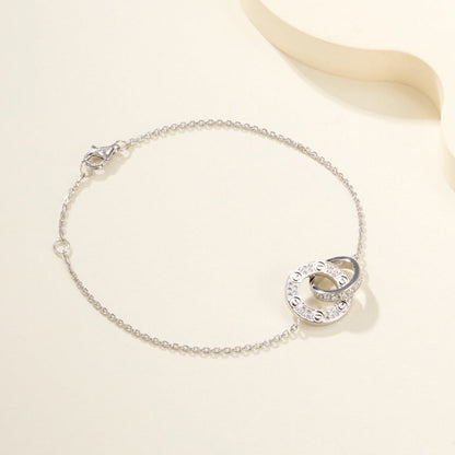 [Luna Brilliance] LOVE DOUBLE RING FULL DIAMOND BRACELET