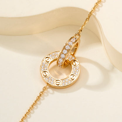 [Luna Brilliance] LOVE DOUBLE RING FULL DIAMOND BRACELET