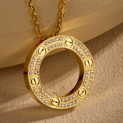 [Luna Brilliance] LOVE NECKLACE 16MM  FULL DIAMOND