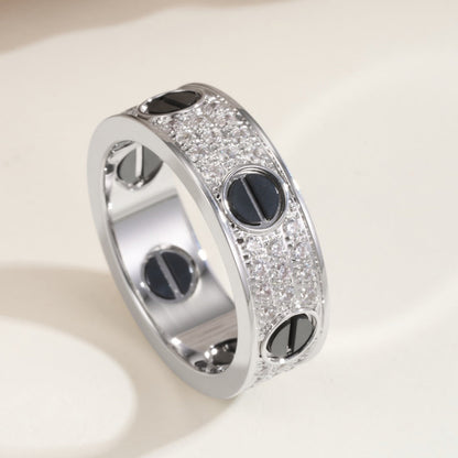 [Luna Brilliance] LOVE RING 5.5MM DIAMONDS PAVED CERAMIC