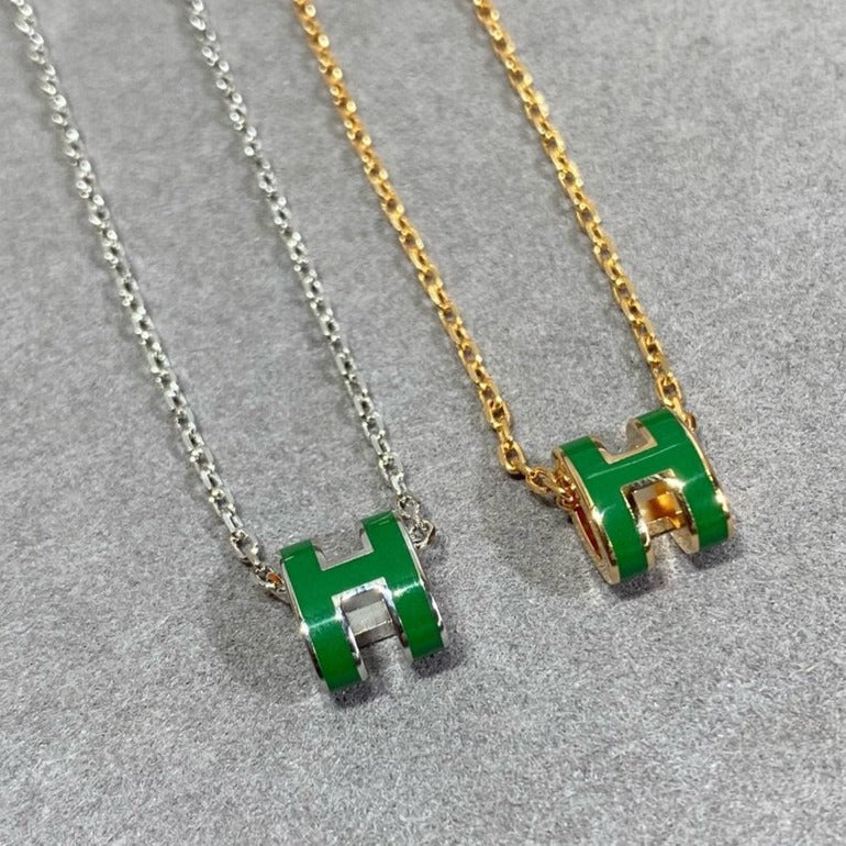 [Luna Brilliance]POP H GREEN NECKLACE SILVER AND GOLD