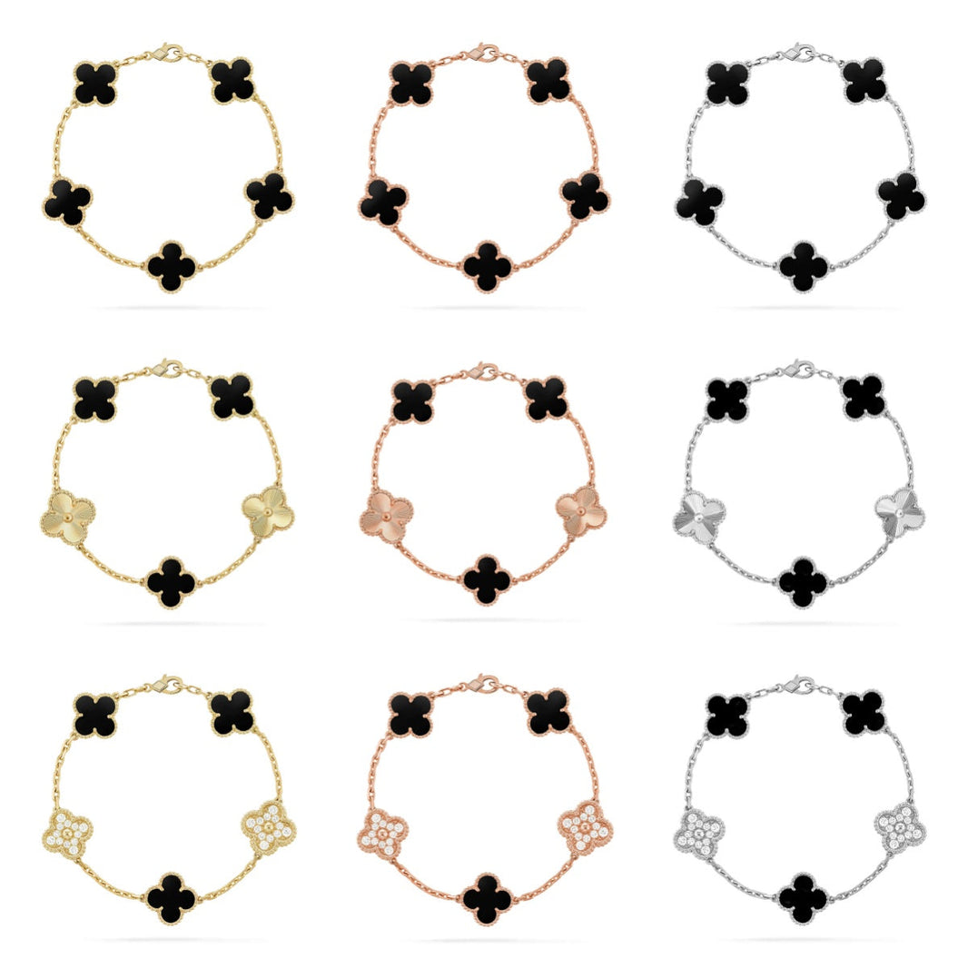 [Luna Brilliance] CLOVER 5 MOTIF ONYXS BRACELET COLLECTION