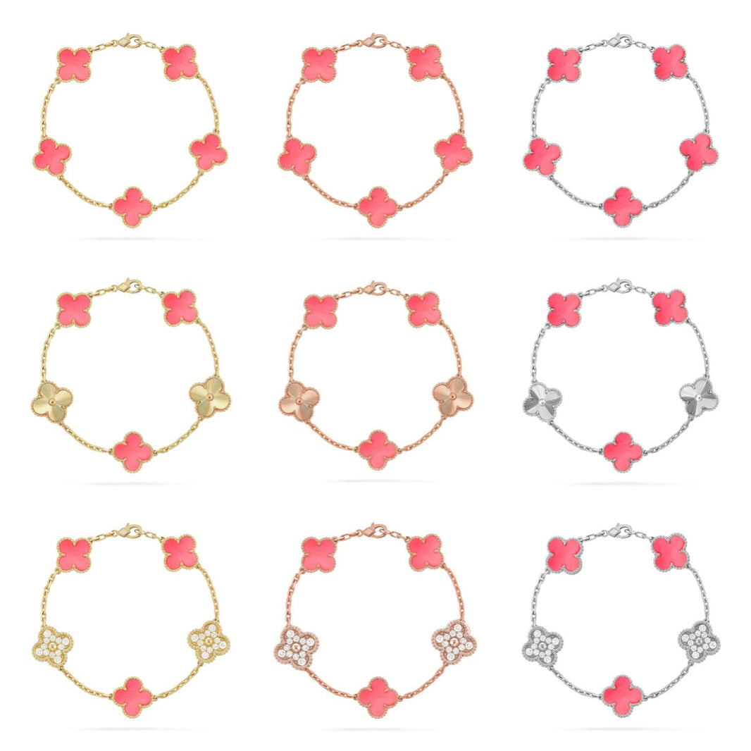 [Luna Brilliance] CLOVER 5 MOTIFS  PINK MOP BRACELET COLLECTION