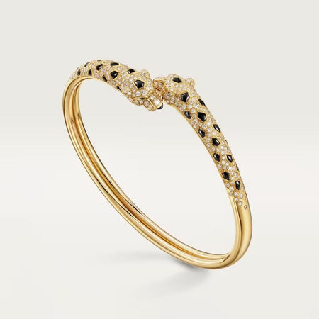 [Luna Brilliance] PANTHERE DOUBLE HEADED HALF DIAMOND OPEN BRACELET