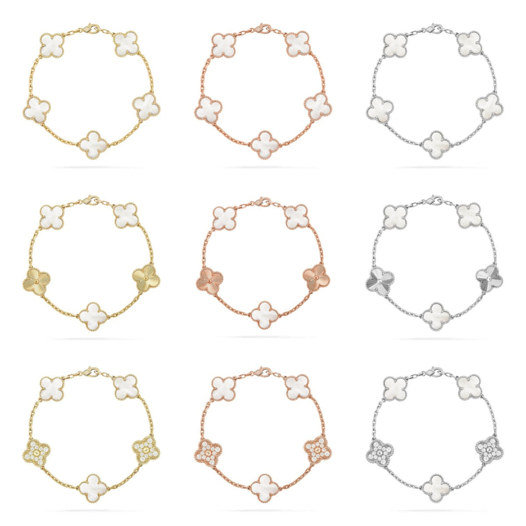 [Luna Brilliance]CLOVER WHITE PEARL MOP 5 MOTIF BRACELET COLLECTION