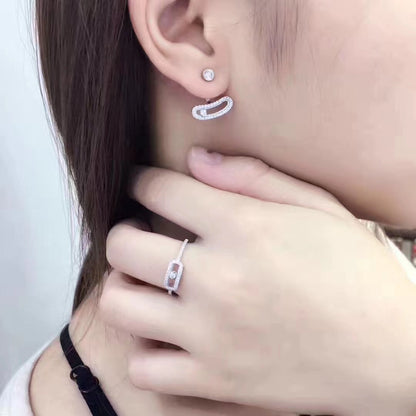 [Luna Brilliance]MOVE UNO SILVER DIAMOND EARRINGS