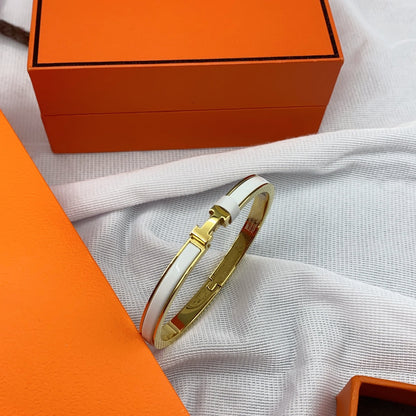 [Luna Brilliance]CLASSIC HM CLIC WHITE 8MM ENAMEL BRACELET