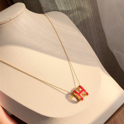 [Luna Brilliance]HM CLIC RED ENAMEL GOLD NECKLACE