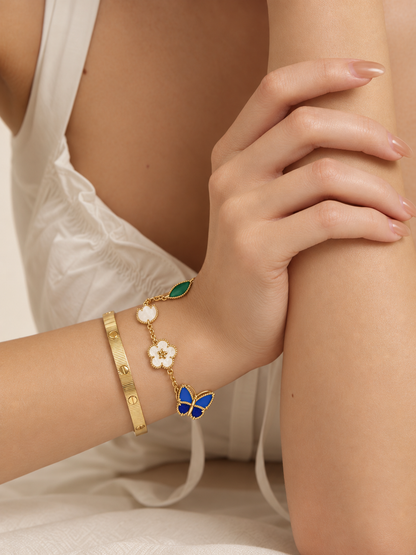 [Luna Brilliance] Lucky Spring Butterfly 5-Motif & LOVE Unlimited Bracelet Stack Set
