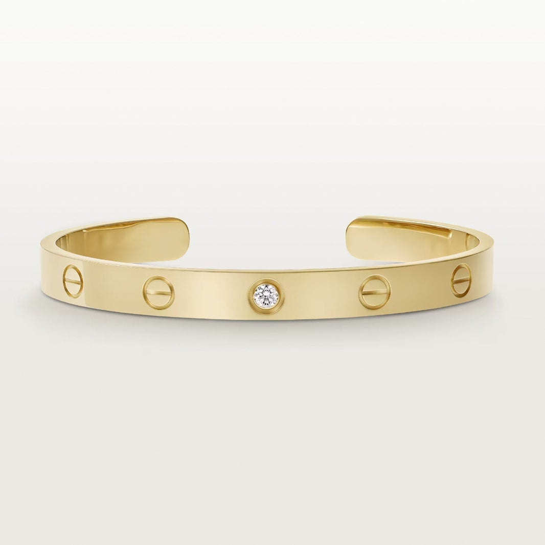 [Luna Brilliance] LOVE BRACELET 6.1MM 1 DIAMOND OPEN CUFF