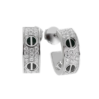 [Luna Brilliance] LOVE CERAMIC DIAMOND PAVED SILVER EARRINGS