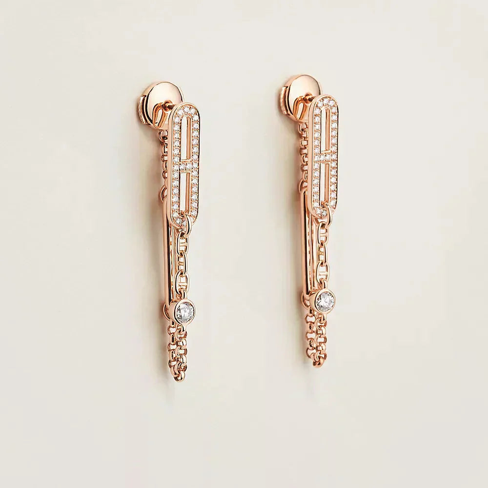[Luna Brilliance]CHAINE CHAOS DIAMOND DROP EARRINGS