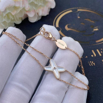 [Luna Brilliance]JEUX BRACELET WHITE MOP PINK GOLD 1 DIAMOND