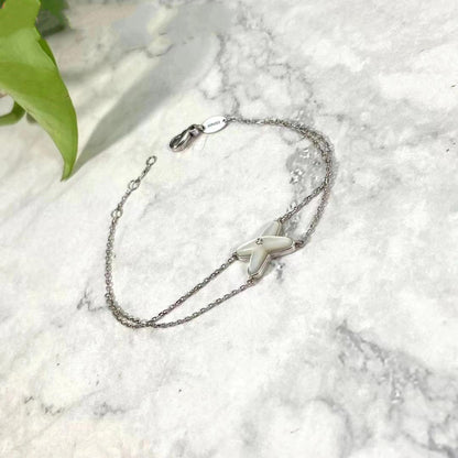 [Luna Brilliance]JEUX BRACELET WHITE MOP SILVER 1 DIAMOND