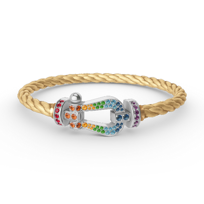 [Luna Brilliance]FORC LARGE HORSESHOE  COLORED DIAMOND BRACELET SILVER