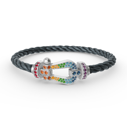 [Luna Brilliance]FORC LARGE HORSESHOE  COLORED DIAMOND BRACELET SILVER