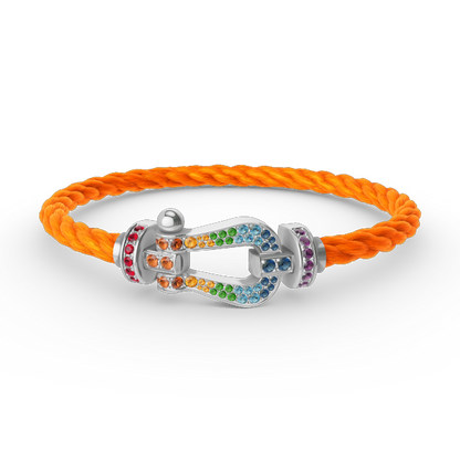 [Luna Brilliance]FORC LARGE HORSESHOE  COLORED DIAMOND BRACELET SILVER