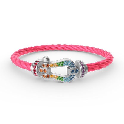 [Luna Brilliance]FORC LARGE HORSESHOE  COLORED DIAMOND BRACELET SILVER