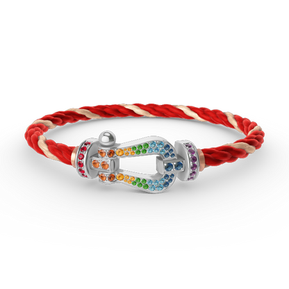 [Luna Brilliance]FORC LARGE HORSESHOE  COLORED DIAMOND BRACELET SILVER