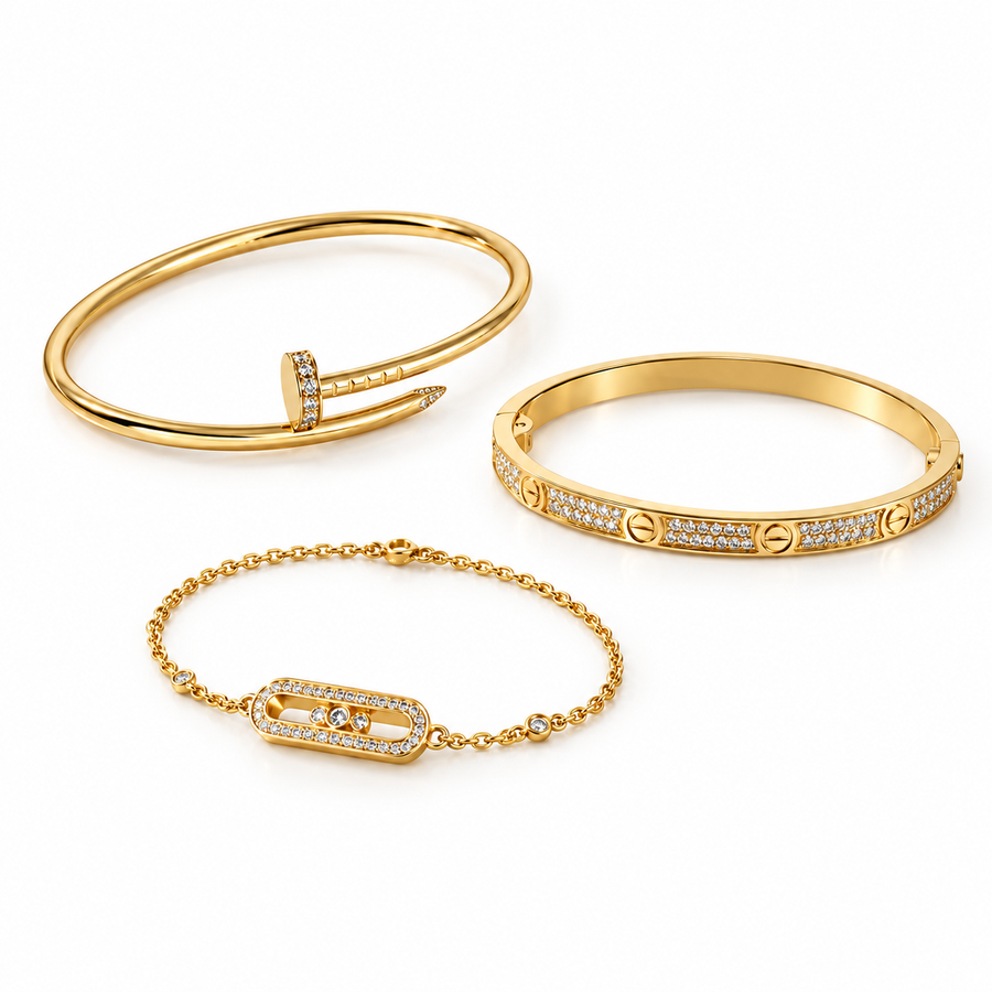 [Luna Brilliance] LOVE & JUSTE Baby Move Diamond Bracelet Stack Set
