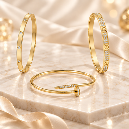 [Luna Brilliance] JUSTE Diamond & LOVE Diamond Bracelet Stack Set