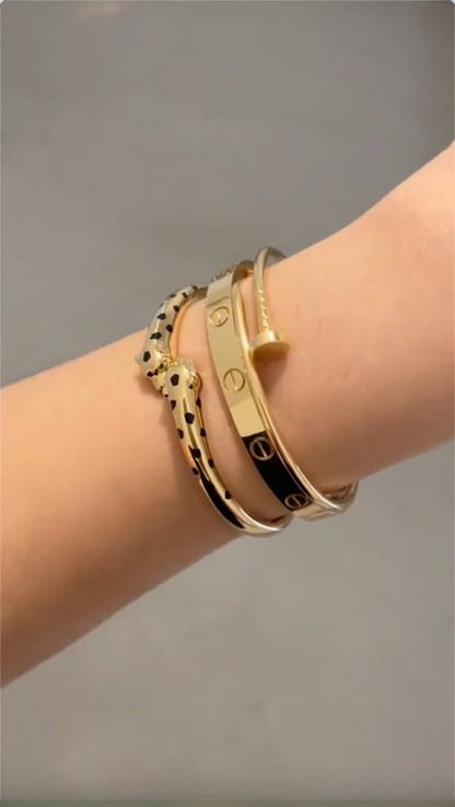[Luna Brilliance] Panthère & LOVE  & JUSTE  Diamond Bracelet Stack Set