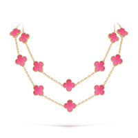 [Luna Brilliance] NEW CLOVER 20 MOTIFS PINK ENAMEL NECKLACE