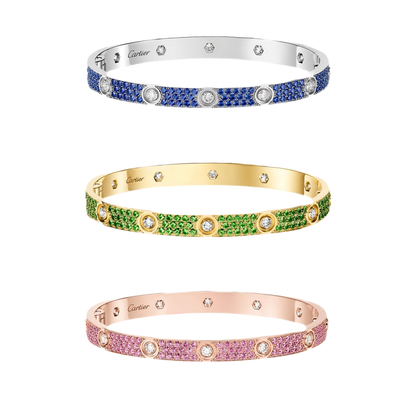 [Luna Brilliance]2026 PAVE GEMSTONE LOVE BRACELET 6.1MM 10 DIAMONDS
