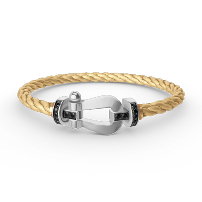 [Luna Brilliance]FORCE LARGE HORSESHOE BLACK DIAMOND BRACELET SILVER
