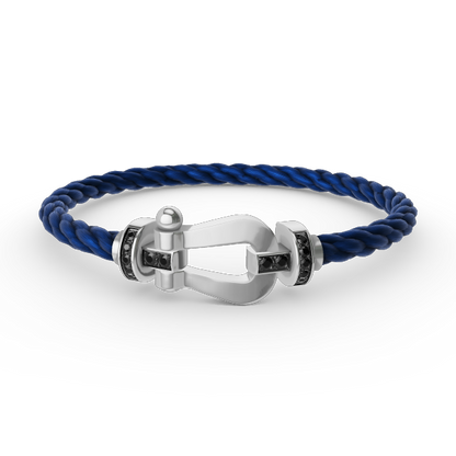 [Luna Brilliance]FORCE LARGE HORSESHOE BLACK DIAMOND BRACELET SILVER