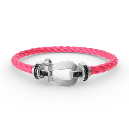 [Luna Brilliance]FORCE LARGE HORSESHOE BLACK DIAMOND BRACELET SILVER