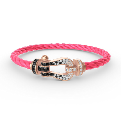[Luna Brilliance]FORCE LARGE HORSESHOE BLACK WHITE DIAMOND BRACELET ROSE GOLD