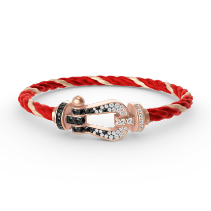 [Luna Brilliance]FORCE LARGE HORSESHOE BLACK WHITE DIAMOND BRACELET ROSE GOLD