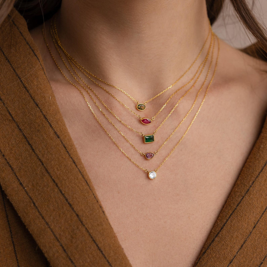 Custom Cut Birthstone Necklace