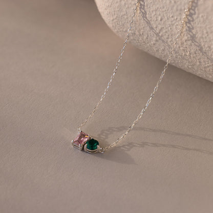 Toi et Moi Emerald Birthstone Necklace