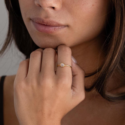Dainty Round Moonstone Ring
