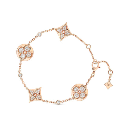[Luna Brilliance]STAR AND SUN 4 MOTIFS GOLD DIAMONDS BRACELET