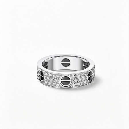 [Luna Brilliance] LOVE RING 5.5MM DIAMONDS PAVED CERAMIC