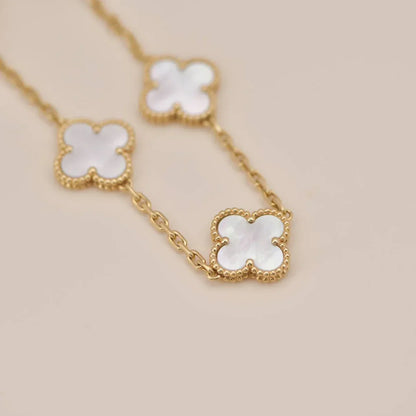 [Luna Brilliance]CLOVER WHITE PEARL MOP 5 MOTIF BRACELET COLLECTION
