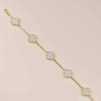 [Luna Brilliance]CLOVER WHITE PEARL MOP 5 MOTIF BRACELET COLLECTION