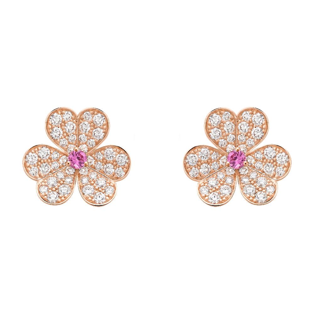 [Luna Brilliance]FRIVOLE PINK GOLD FLOWER DIAMOND EARRINGS
