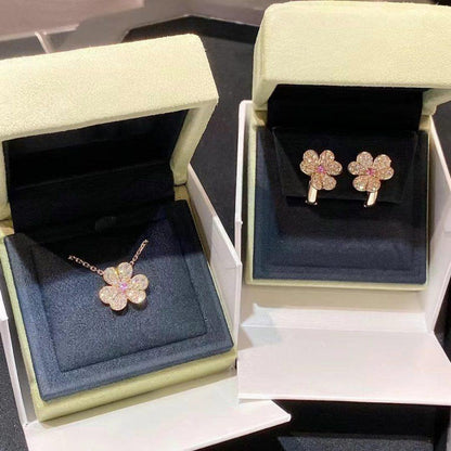 [Luna Brilliance]FRIVOLE PINK GOLD FLOWER DIAMOND EARRINGS