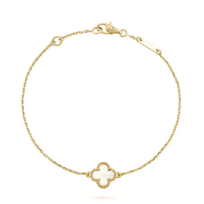 [Luna Brilliance] Clover White Mother-of-Pearl & JUSTE Bracelet Stack Set