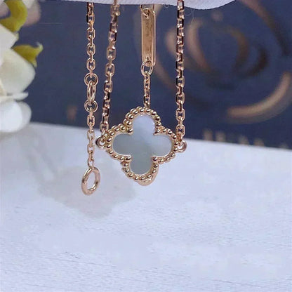[Luna Brilliance] Clover White Mother-of-Pearl & JUSTE Bracelet Stack Set